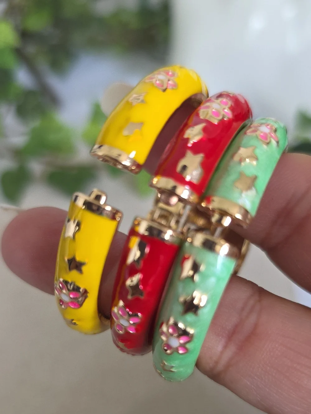 Gold Filled Hello Kitty Enamel Hinge Clamper Bracelet Child Size
